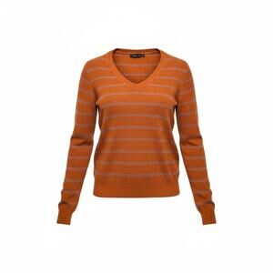 PrAna Burnt Orange Striped V-neck Knit Sweater Size Medium